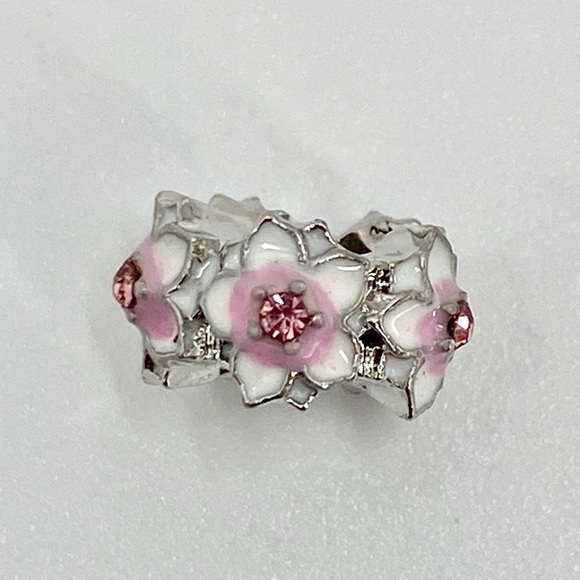 🍁Flower Silver Crystal European Charm OJ2 - Picture 2 of 3